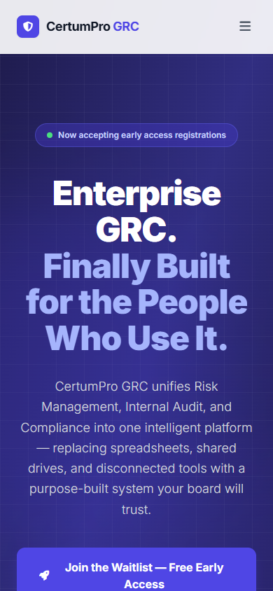 CertumPro GRC mobile app