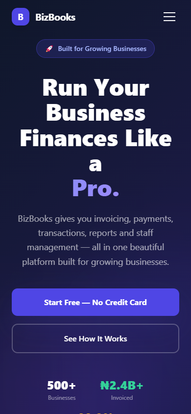 BizBooks mobile application